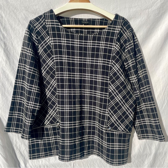Talbots Black and White Checkered Blouse - Picture 3 of 6